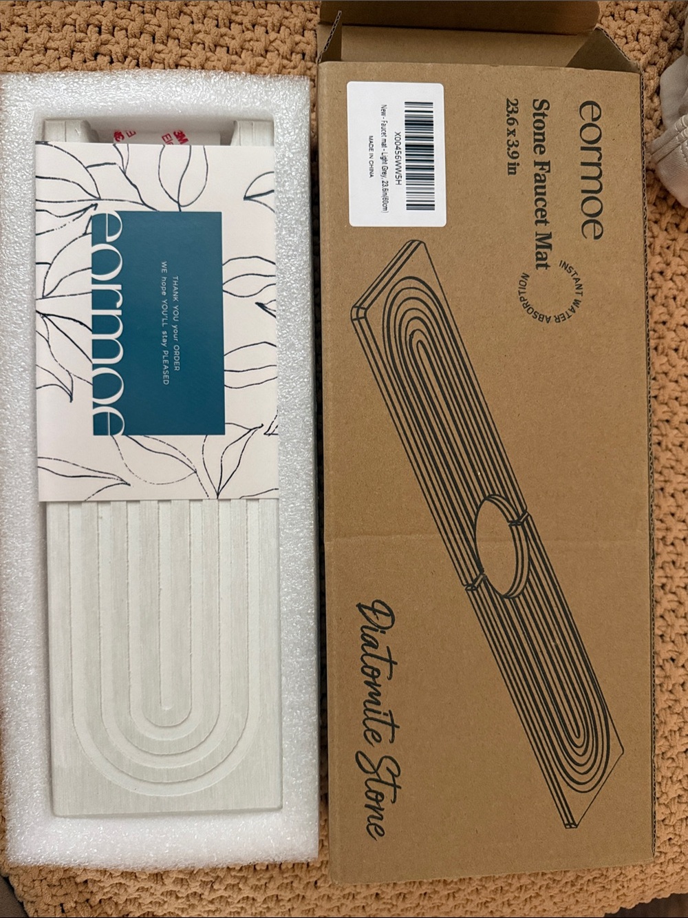 Stone Faucet Mat in Light Gray - Sink Drip Tray